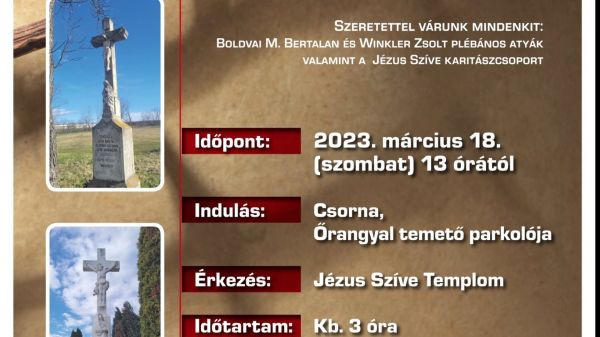 Március 18-án tartják meg az első városi keresztút zarándoklatot Csornán